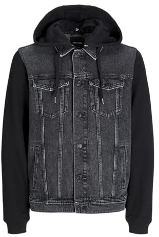 JACK&JONES JJIJEAN W Sweat WI 204 - Giacca di jeans da uomo, colore: Nero Denim, M, denim nero, M