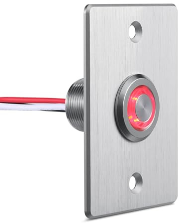 acegoo Camper Interruttore Dimmer, pulsante 12V con luce anulare rossa per Camper Van Barca Camion Auto Illuminazione e Striscia Luminosa a Led, DC12-24V 6A Alluminio Pieno (Argento)