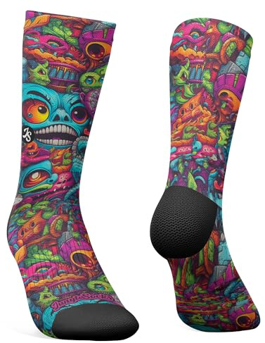 Jungle Socks Chaussettes de sport longues colorées et amusantes pour hommes et femmes, pour le CrossFit, le cyclisme, la course à pied, le VTT. Conçu en Europe. 39-42 EU.