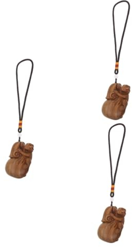 PRETYZOOM 3stücke Grüne Sandelholz Geschnitzte Affenanhänger Handgefertigte Holzfigur Für Wohnzimmer-Dekoration Kreative Tischdeko Einzigartiger Wohnaccessoire