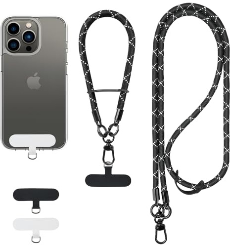 flintronic 2PC Handykette Universal, Verstellbar Handy Lanyard, Umhänge-Handyband, mit Handschlaufe/2 Patches, Kompatibel mit den Meisten Handyhüllen