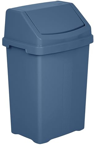 VISHCHIT Robust Plastic Swing Bin Waste Recycle Recycling Dustbins With Removable Swing Lid Rubbish Trash Refused Bins Garbage Paper Trash Can For Home Kitchen Bathroom Office (Navy Blue, 50L Litre)