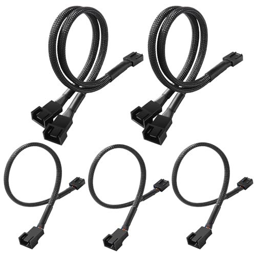 KUOQIY 5 Stücke PWM Lüfter Splitter Kabel, 4-Poliges Computer PC Stromkabel 1-zu-1 und 1-zu-2 Konverter, Y-kabel für Computer Gehäuse 4/3 Polig Kühler
