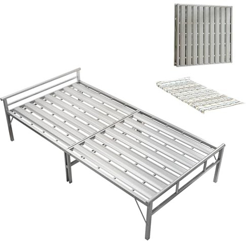 GBPLDMAQ Feldbett Klappbar, Campingbett für Camping mit Kissen, Campingliege Doppelter Mittelbeinbettrahmen, Camping Bett Kleiner Haushalt(196x75x42cm/77x30x17in)