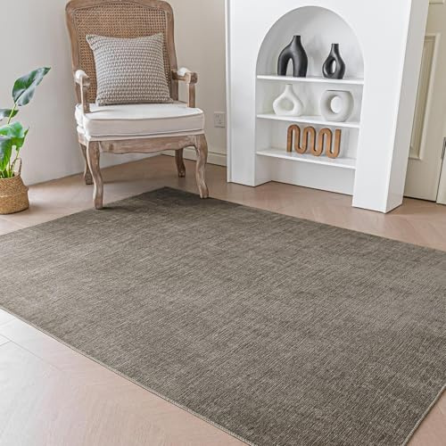 Evitany Kuscheliger Teppich 80x120cm,Kurzflor Waschbarer Teppich Wohnzimmer,Moderne&Weich&Rechteckig Teppiche,Anti-Rutsch Unterseite Teppiche Kinderzimmer,Taupe