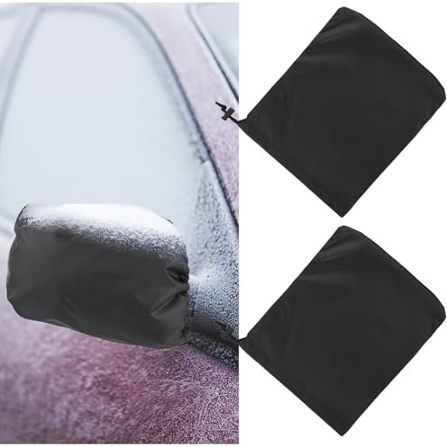 2PCS Car Mirror Cover Black Mirror Cover Snow Ice Mirrors Protective Equipment Side View Covers Winter Waterproof Car Side View Mirrors Accessory for Universal Size Protection from Frost Snow
