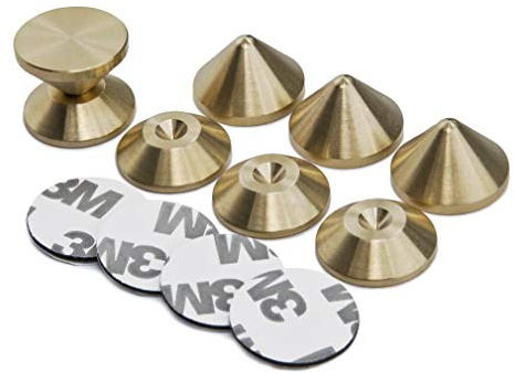 PrecisionGeek – Punte e pastiglie per altoparlanti, diametro 20 mm, in ottone massiccio, a forma di cono, per altoparlanti Hi-Fi, supporto, armadi, soundbar