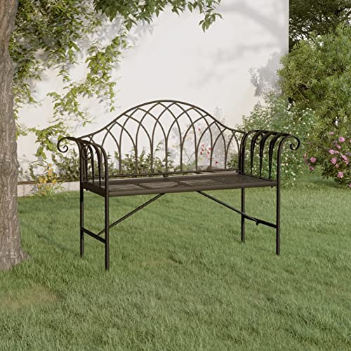 ShGaxin 2-Sitzer-Gartenbank, Outer Banks, Parkbank, Garten Bank Für Draussen, Garten Sitzbank, Friesenbank, Gartenmöbel, 128 cm Schwarz Stahl