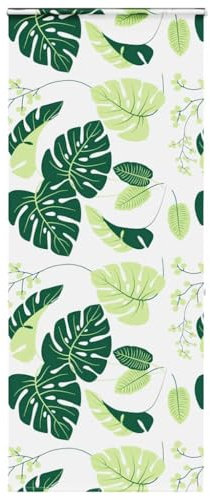 vidaXL Shower Roller Blind with Cassette - Green Leaf Pattern - Water PEVA Fabric - 100x240 cm