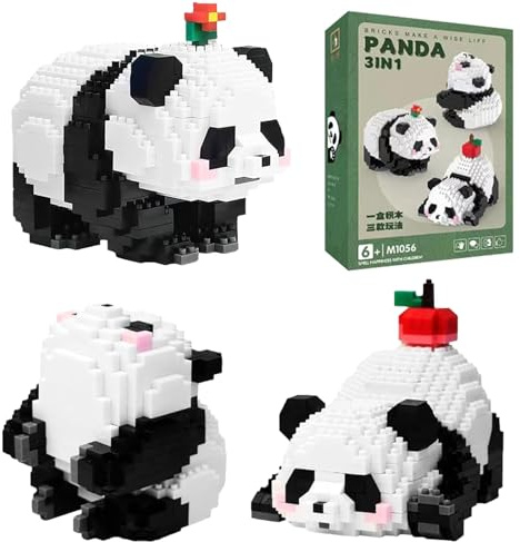EnixwH 3 In1 Panda Bausteine Set 940 Stück Mini Klemmbausteine Panda Mini Bausteine Niedlich Bricks Tier Building Block Set Klemmbausteine Tiere Bauspielzeugsteine Konstruktionsspielzeug