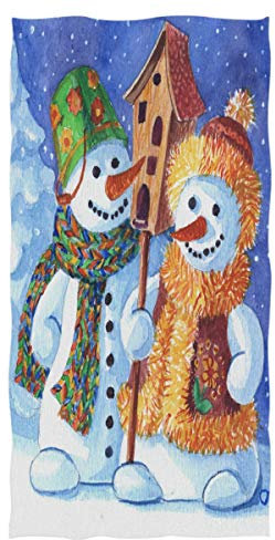 Sporthandtuch Lustiger Weihnachtsschneemann Weihnachtsbaum Winter Schnee Badetücher Leichte Reisehandtuch Strapazierfähig Händehandtuch Für Hotel Damen Yoga 40X70Cm