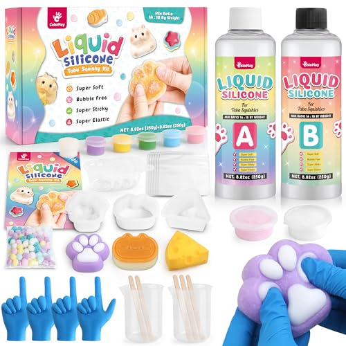 Flüssigsilikon für Squishy Maker, Silikon-Gummi-Bastelsets, 1:1 AB-Verhältnis-Mix zum Formen von Katzenpfoten, DIY-Dekompressionsgeschenk