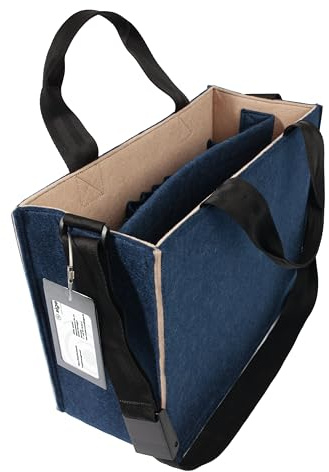 Sigel BA420 Desk Sharing Bag Classic, arrangör för mobilt arbete, helt säkert stativ: för bärbara datorer upp till 15,4 tum och dokument, syntetisk filt, blå-beige, medium 36 x 15 x 28 cm