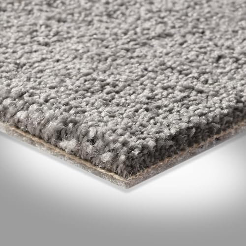 Auslegware Teppichboden grau 400 cm breit Kräuselvelours Meterware flauschig stuhlrollengeeignet für Schlafzimmer