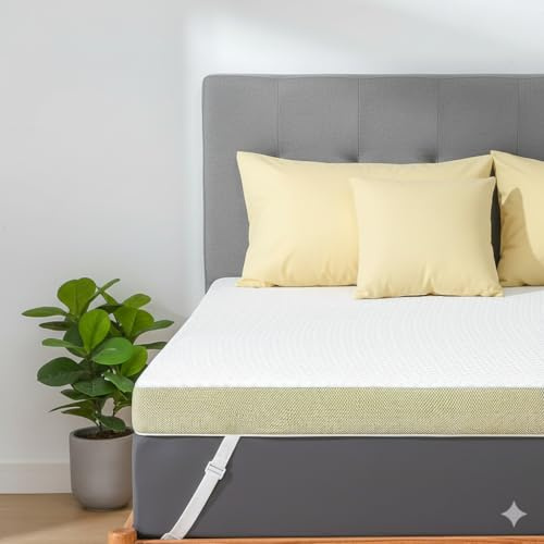 Marsail Queen Size Memory Foam Mattress Topper, 3 Inch Cooling Gel Infused with Soft Cover, CertiPUR-US® and Oeko-TEX Certified, Sofa, RV, Camping