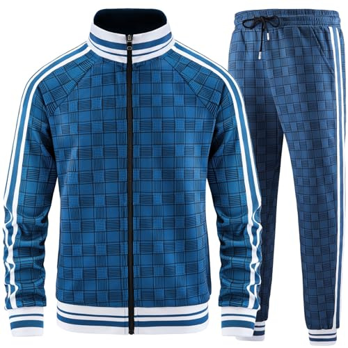 Aiozowa Tuta da uomo Set tuta da jogging tuta da uomo 2 pezzi casual allenamento corsa sport jogger tuta vestiti giacche e pantaloni abiti, KE06, M