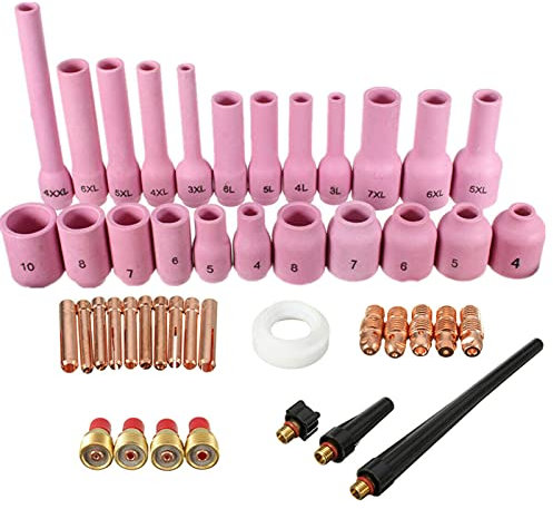 WIG-Lötbrenner-Zubehör, Spannzangen, Gaslinse, Cermische Gase, Düsen, Schweißwerkzeug-Set für WP-9/20/25, 46-teilig