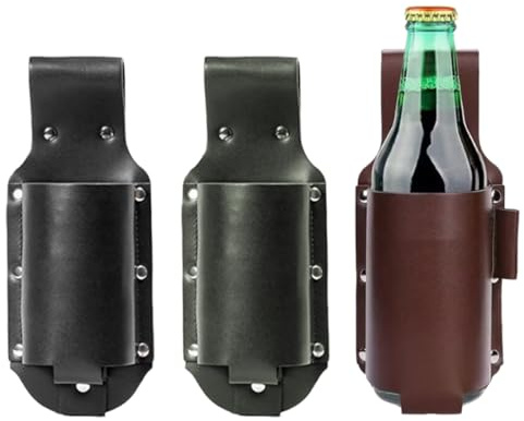 GNHG GMDP 3 Stück Bierflaschenhalter,Biergürtel,Bierhalter Gürtel,Leder Portable Bierholster Gürtel Geeignet zum Wandern,Radfahren,Camping,Laufen,Angeln