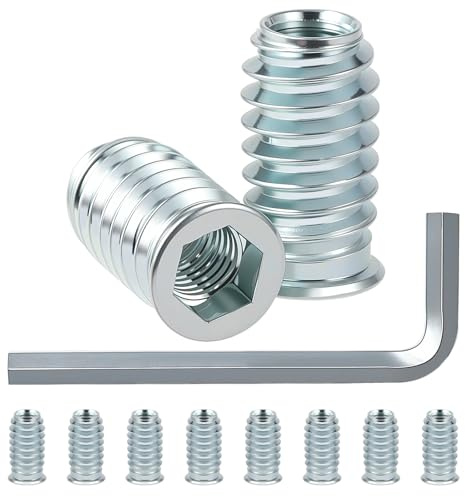 Einschraubmutter M8x20mm Einschraubmuffen Gewindeeinsatz Holz 50 Stück Einschraubmuttern Gewindeeinsätze M8 Verzinkter Einschraubhülse Einschraubgewinde Muttern für Holzmöbel