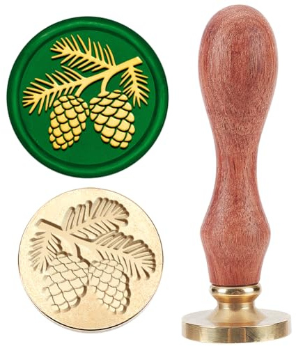 MAYJOYDIY Tannenzapfen Siegelstempel Aus Wachs 25mm Herbsthaselnüsse Abnehmbarer Siegelstempel Mit Messingkopf Und Holzgriff Ideal Für Hochzeitsfeiern Einladungen Karten Umschläge Briefe