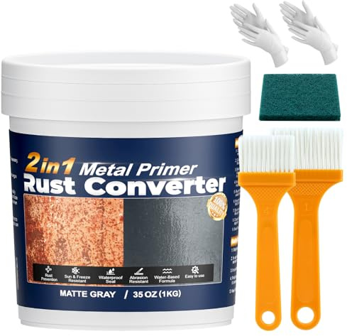 SZ-KARIDGE Convertisseur de rouille 2 en 1 et apprêt en métal, 1 kg de peinture antirouille pour métal, anti-rouille et scellage de voiture, revêtement durable contre la rouille, résistant à la