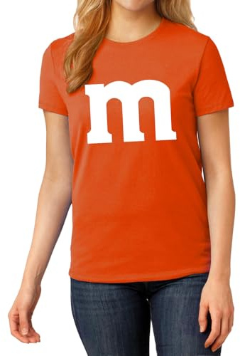 Funny Letter M Halloween Shirt – Costume Tee – Graphic T-Shirt for Women & Teens, Orange, XXL
