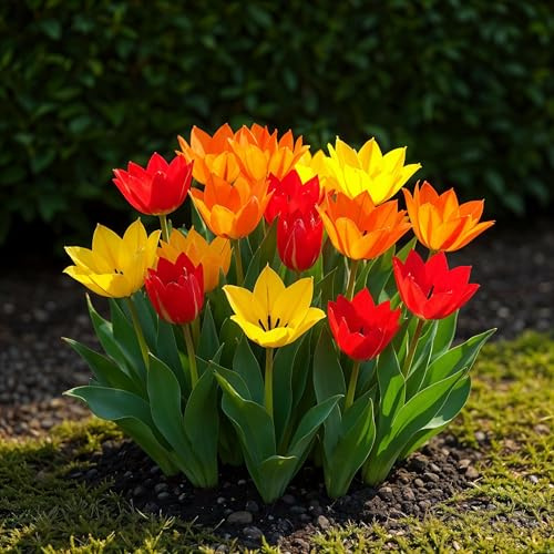 Bulbes à fleurs - Tulipe 'Praestans mix' - Couleurs variées - 25 pièces - Taille du bulbe 8/9-20-50cm - Ø5cm - Plante de jardin - Multideal