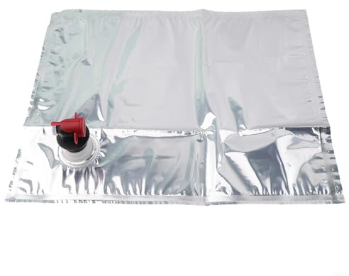 5 x Replacement Bags for Bag-in-Box Drinks Containers – 5 Litre Wine Dispenser Pouches with Butterfly Tap, Multilayer Silver Oxygen Barrier for Long-Lasting Storage of Juice, Wine