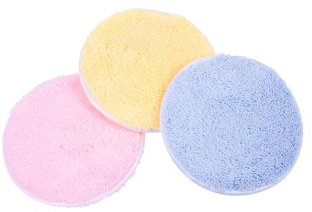 AUTSUPPL Éponge à Maquillage Ronde en Fibre Fine 3pcs pour Démaquillage Visage et Nettoyage, pour Usage à Domicile ou Salon, Absorption et Douceur Optimales