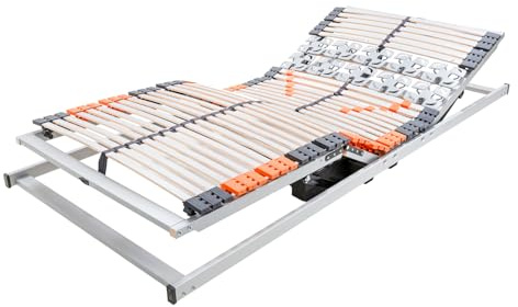 RYZR Recharge E-Motion Elektrischer Lattenrost 90x200 cm, 7 Zonen mit DualDrive-Motor & Memory-Funktion, Stufenlos Verstellbar für Kopf & Füße, Anti-Noise-Frame, Härte-Regulierung, mit Fernbedienung