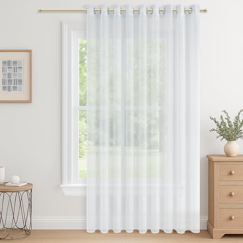 CUTEWIND Gardinen mit Ösen Voile Weiß Transparent für Große Fenster, 160 cm Lang, 300 cm Breit, 1 Stück Gardine Wohnzimmer Modern Vorhänge Ösenschal Schlafzimmer Curtains Living Room