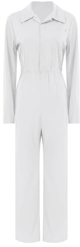 iiniim Dam arbetsoveraller blåman overall jumpsuit arbetsoverall hantverkare täcka verkstad kostym mekanisk arbetskläder, Vit, M