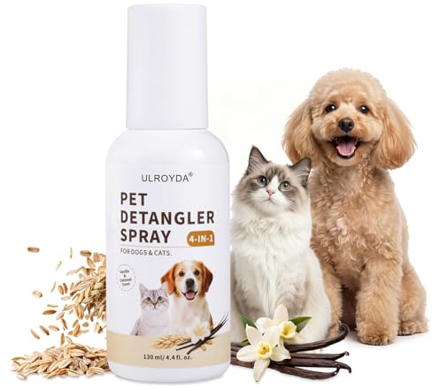 ULROYDA 4-i-1 Utredningsspray för Hund & Katt - Professionell Fellpflegespray Löser Tovor - Luktborttagare Deodorant - Havre & Vanilj - 130ml