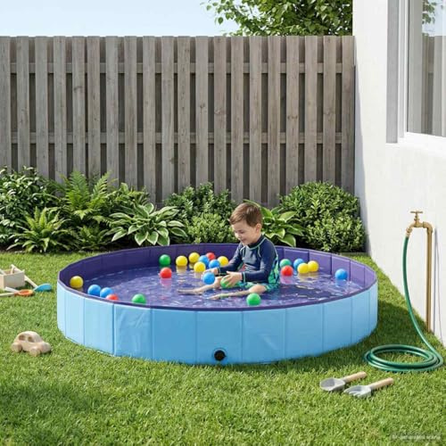 Mangloder Piscine pour enfants, bleu, diamètre 300 x 38 cm, en PVC épais, piscine hors-sol pour jardin et extérieur, ronde, autoportante, pour l'été et la famille, étanche, avec valve de vidange