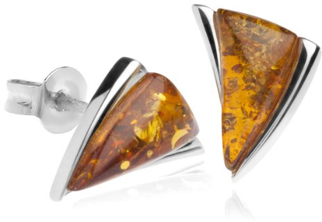 InCollections Damen-Ohrstecker 925 Sterling Silber 2 Bernsteine gelb 10 mm