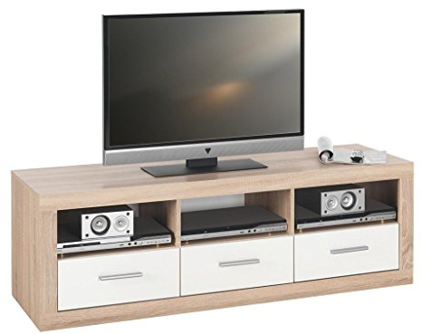 Stella Trading Can Can Lowboard, TV-Unterteil, Holzdekor, Sonoma-Weiß, (B/H/T) 147 x 49 x 45 cm