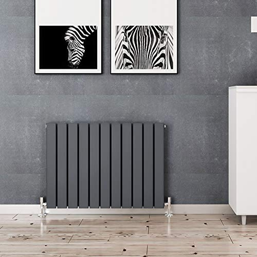 ELEGANT 600x836mm Anthracite Horizontal Single Flat Panel Modern Radiator | Space Saving Central Heating, Wall Mounted / Up Standing Urban Slimline Column Radiator for Bathroom / Kitchen / Living