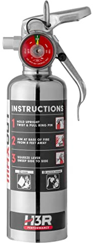 MaxOut Compact Fire Extinguisher for Vehicles – Cars, Trucks, UTVs, RVs & Boats | Off-Road Ready | Refillable Purple K Dry Chemical | Class BC | Mounting Bracket | UL Listed | Chrome 1.0 lb