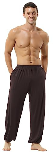 HOEREV Supermjuka Modal Spandex Haremsbyxor För Yoga Och Pilates,Kaffe,L