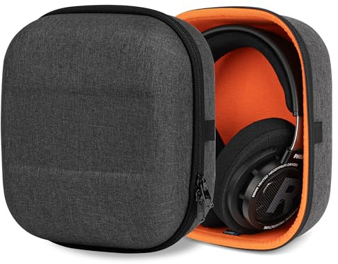 Geekria Shield Headphones Case Compatible with Sony MDR-Z1R, Denon AH-D9200, Fostex TH909, Replacement Protective Hard Shell Travel Carrying Bag with Cable Storage (Dark Grey)
