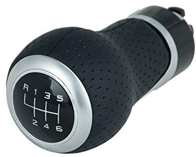 Schaltknauf für VW Golf 4 5 6 Polo 9N 6R für Passat B5 B6 - 6 Gang - Schwarz - Silber - Chrom - Schalthebel - Hebel Knauf für Gangschaltung - Handschalthebel für Schaltgetriebe 12mm - A0260-7