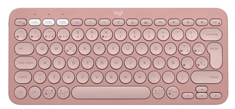 Logitech Pebble Keys 2 K380s, Teclado Bluetooth multidispositivo, accesos directos, estilizado y portátil, Easy-Switch, Windows, macOS, iPadOS, Android, ChromeOS, Disposición QWERTY Españo - Rosa