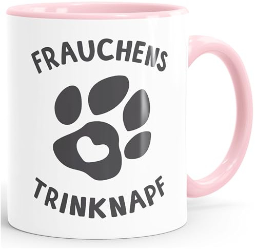 MoonWorks® Kaffee-Tasse Spruch Frauchens Trinknapf Hundepfote-Motiv Becher Bürotasse Tasse Hundeliebhaber Rosa unisize