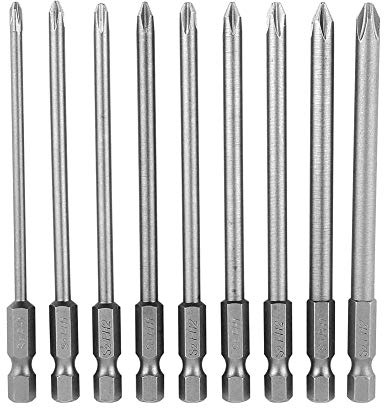 Bestgle 9 st 100 mm 1/4 tum hexskaft magnetisk lång Phillips kors skruvhuvud skruvmejsel bits set