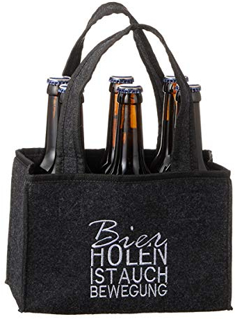 Witzige Tasche Flaschenträger Bier Holen ist auch Bewegung für 6 Flaschen aus Polyester