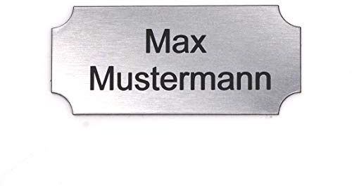 Gravurheim - Briefkastenschild Türschild individuelle Gravur Name | selbstklebend - personalisiert | Kunststoff - Plastik | viele Farben und Größen (8x3,5cm Rechteck Hohlkehle, Silber-Schwarz)