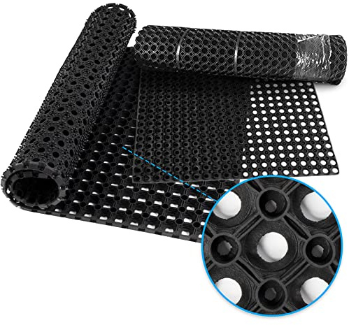 Floordirekt Gummimatte Wabenmatte Octo Door - Fußmatte für Außenbereich - Schmutzfangmatte Antirutschmatte Ringgummimatte - Gummimatten Meterware (23 mm, 100 x 300 cm)