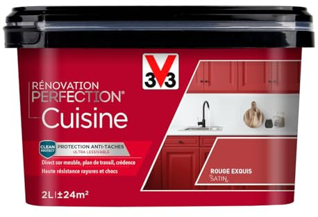 V33 Peinture de rénovation cuisine, Rénovation perfection Rouge exquis satin 2L
