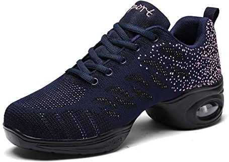 Scarpe Jazz da donna con lacci da ballo scarpe da ginnastica da donna suola divisa cuscino d'aria moderne scarpe da ballo piattaforma, Blu 1., 40 EU