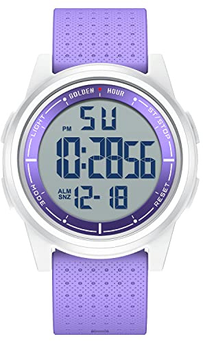 GOLDEN HOUR Ultradünne Minimalistische Sportuhr wasserdichte Digitaluhren Herren mit Weitwinkel-Metallgehäuse Helles Display Gummiband Armbanduhr für Herren Damen